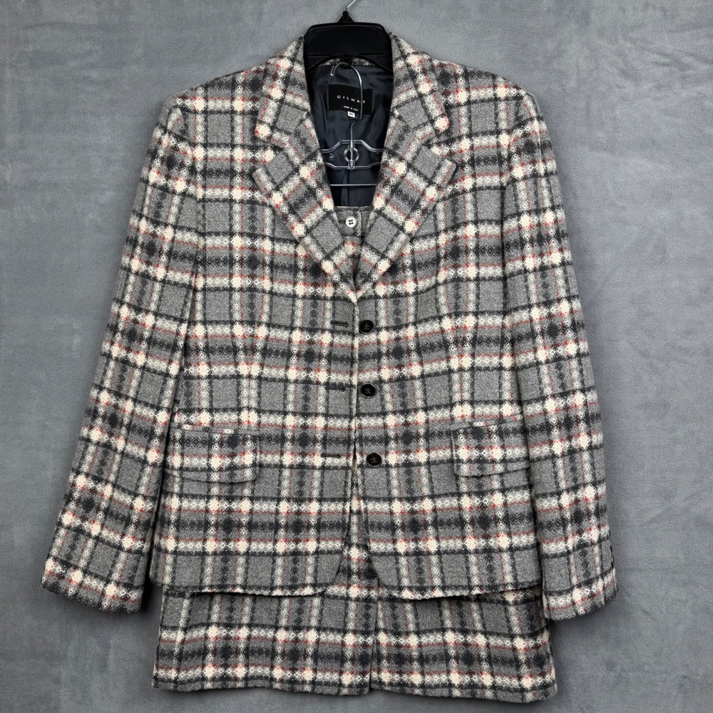 Vintage GILMAR Women's 2 Piece Wool Blend Plaid Suit Set Made in Italy‎ Size 50